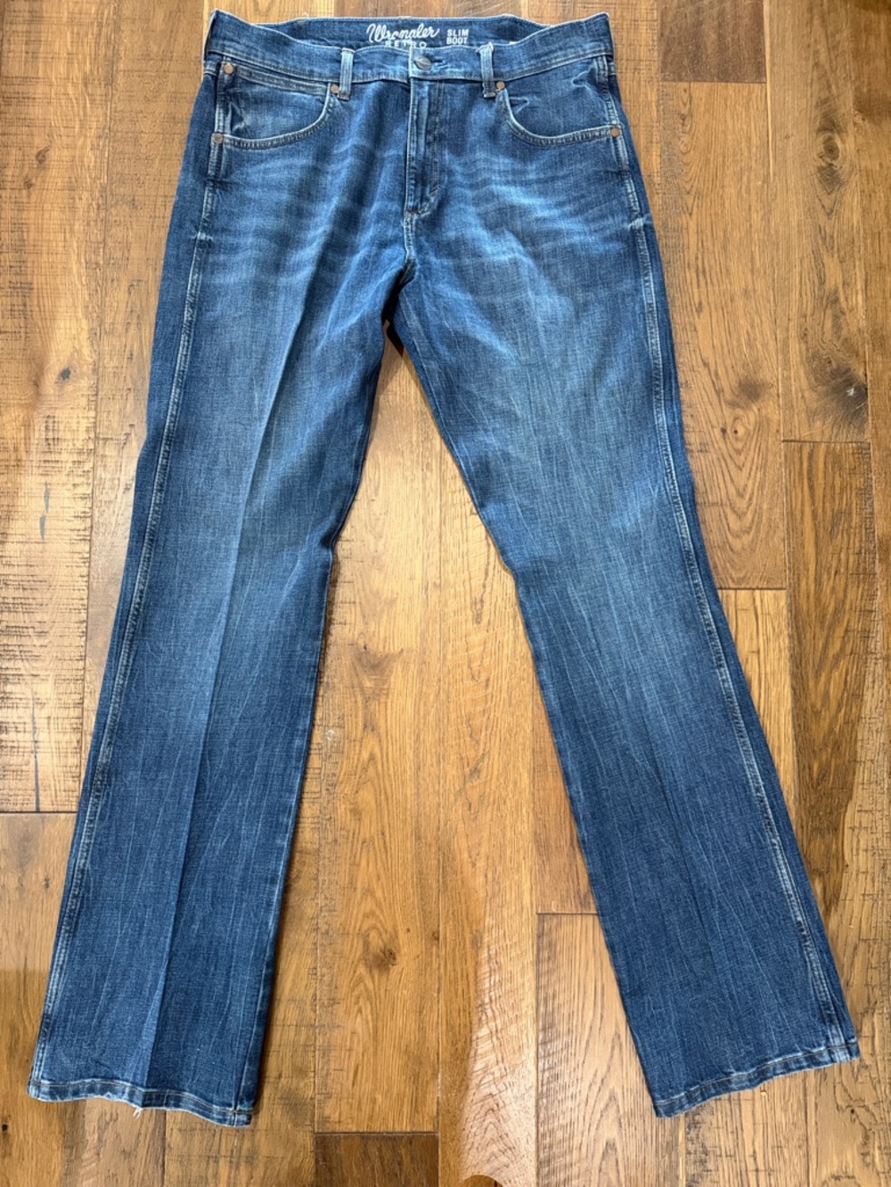 Wrangler Men's Slim Bootcut Jeans in Denim Blue